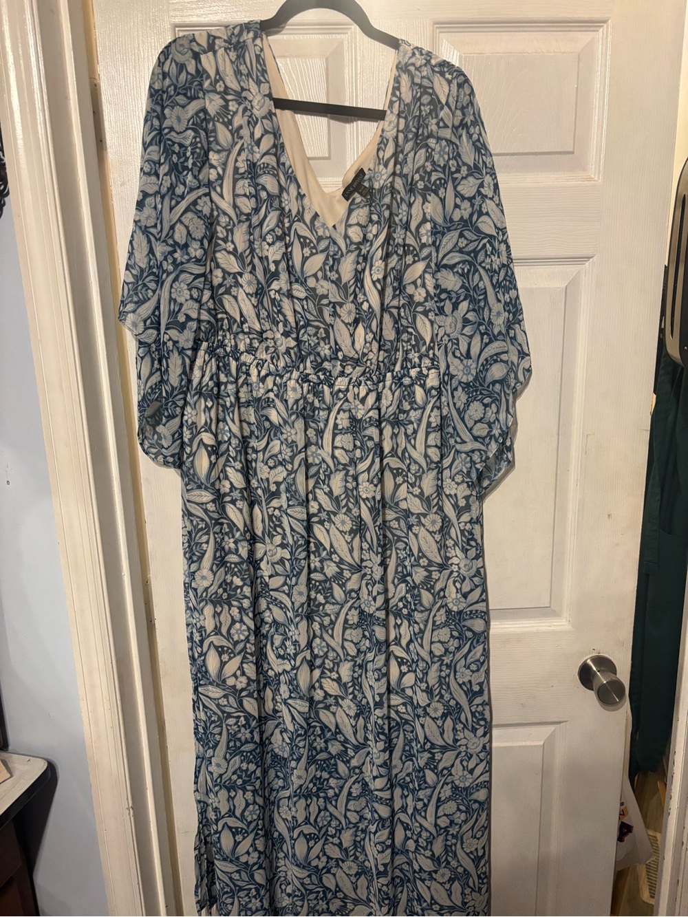 Lane Bryant Blue and Cream Floral Maxi Dress
